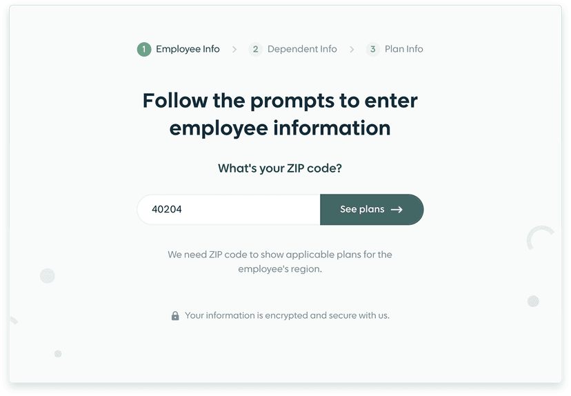 Kyndly ICHRA platform - step 1